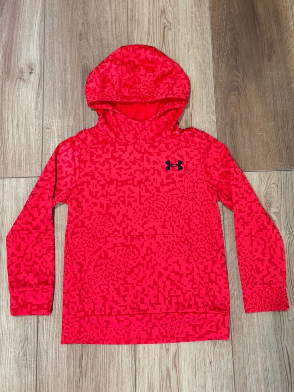 Under Armour Kids' Bright Red Camo Hooded Performance Sweatshirt